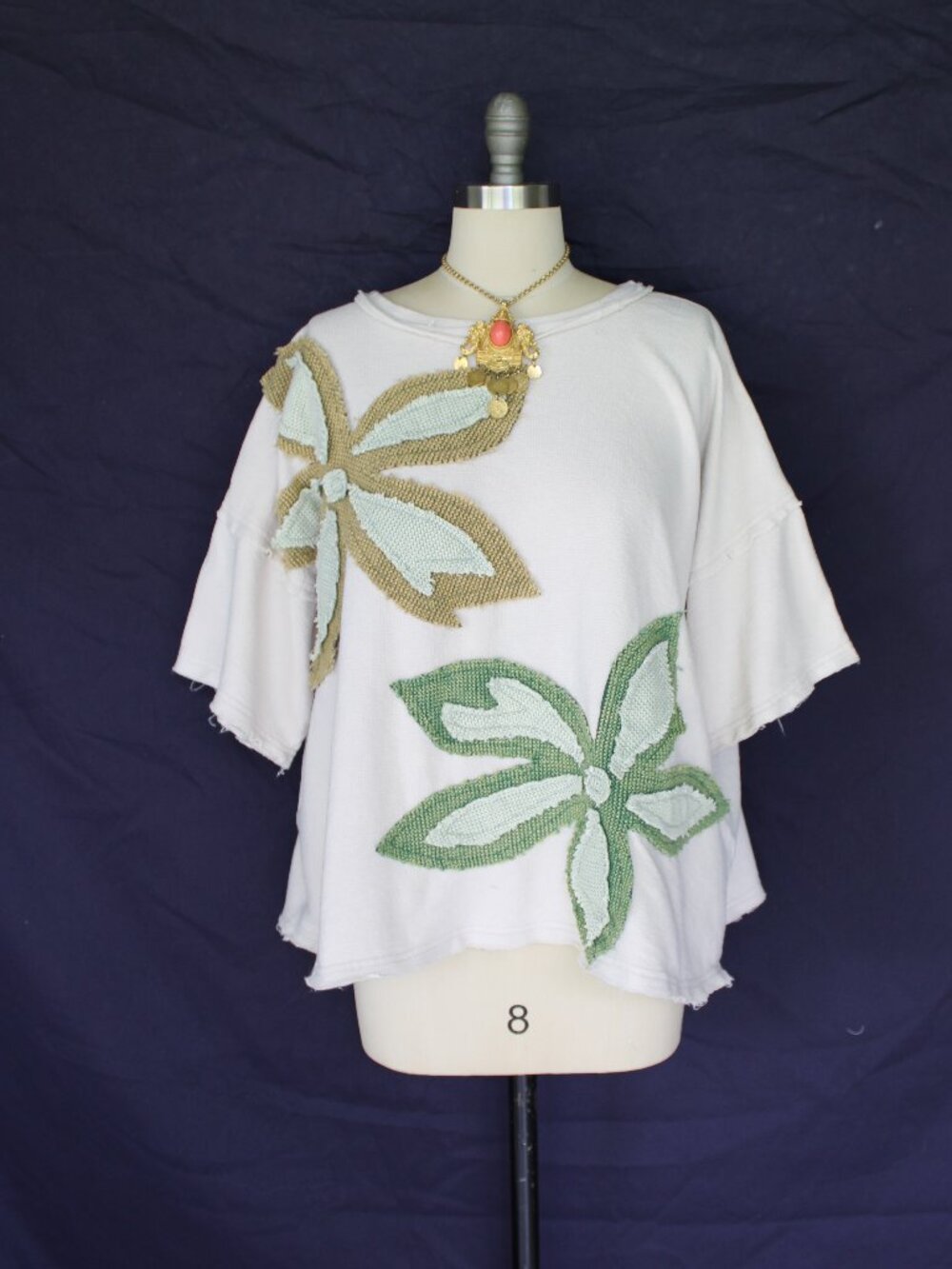 Oli & Hali oversized Flower applique Patchwork patch tunic Top free people S - Picture 6 of 11